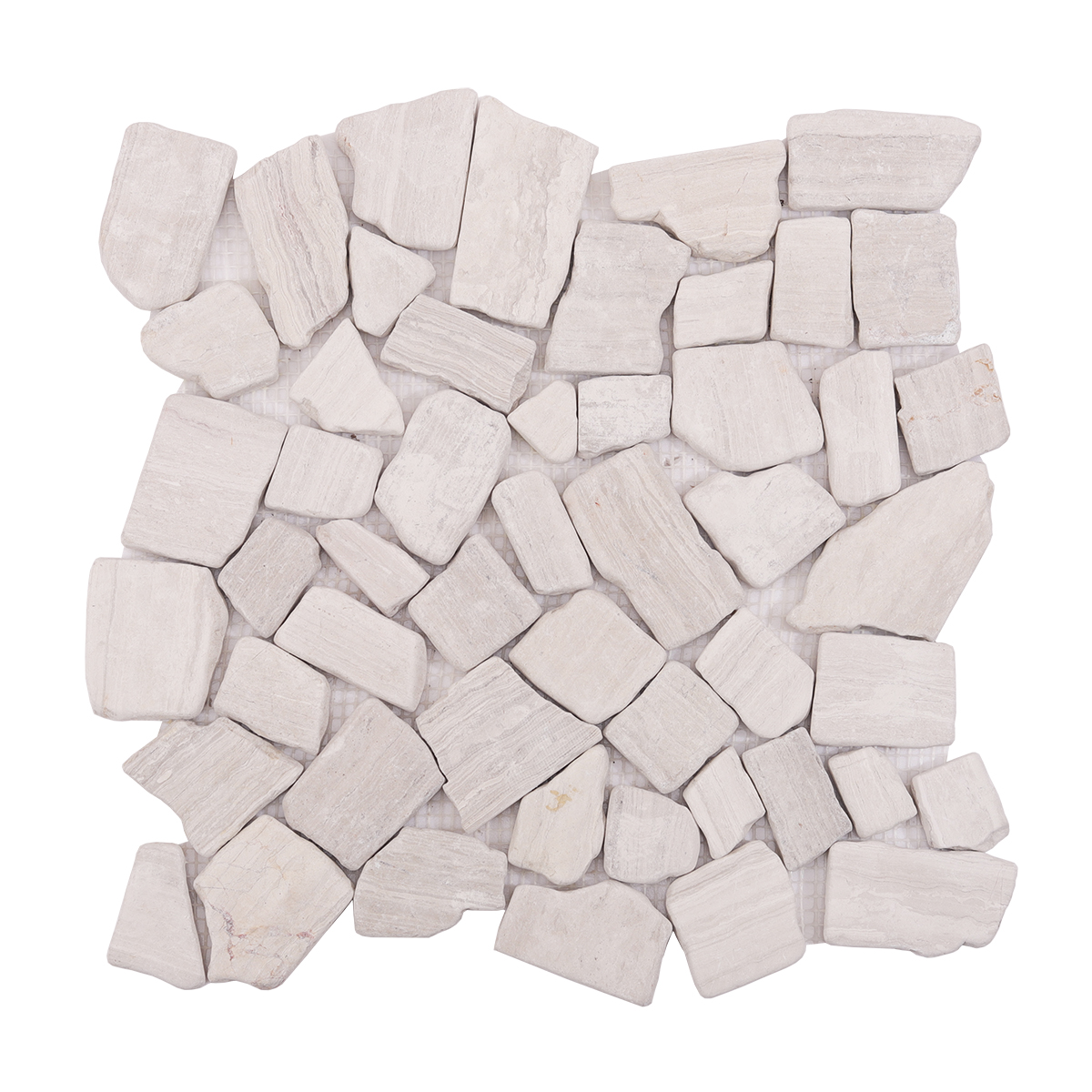 Front View of Grey Shaved Pebble Stone Mosaic Floor Tile