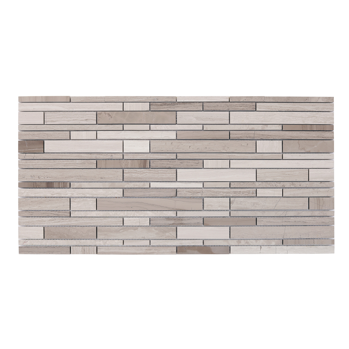 Front View of Wood Marble Linear Strips Subway Mosaic Tile