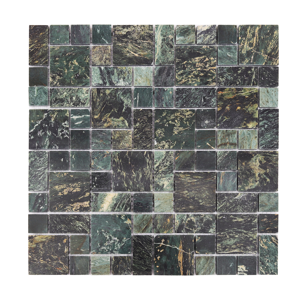 Dark Green Natural Marble Honed Mosaic Bathroom Tiles