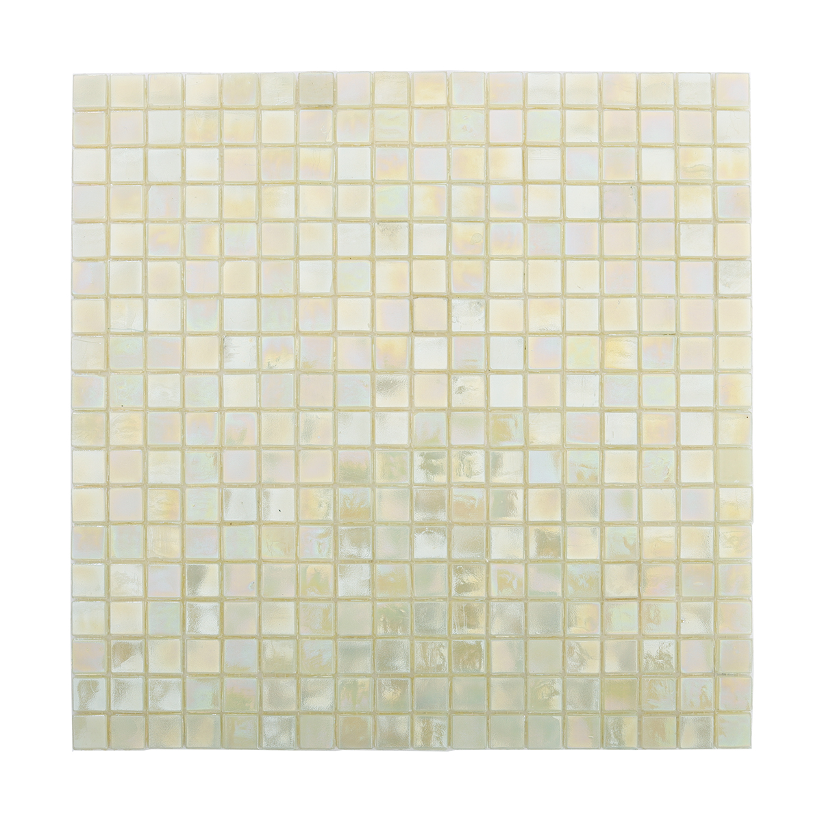 Front View of Seafoam Green and Cream Glass Square Mosaic Pool Tiles
