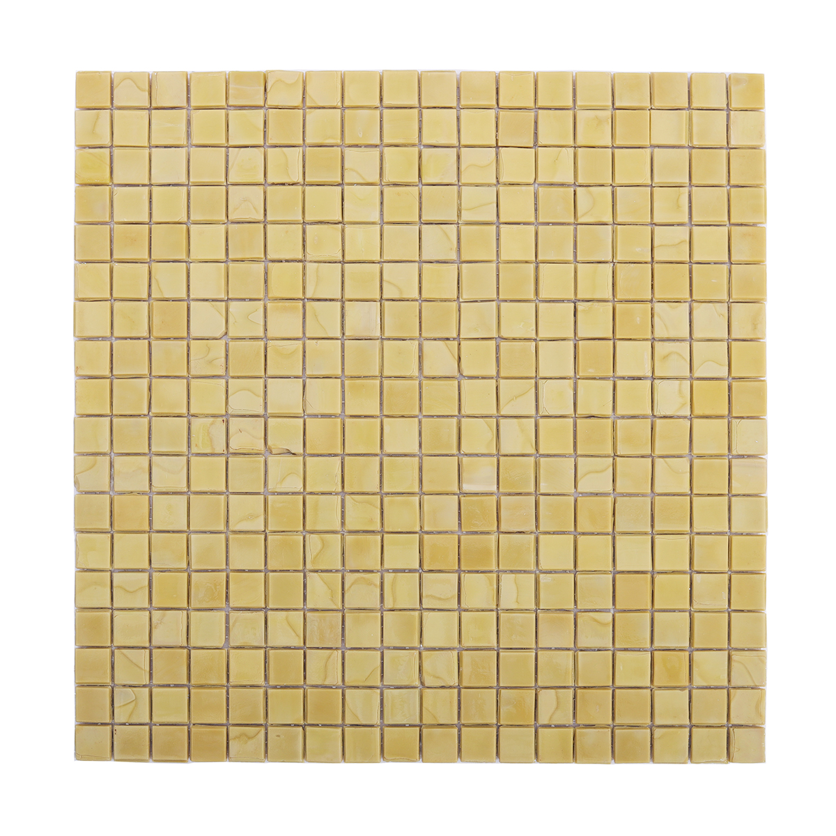 Front View of Vintage Yellow Contemporary Glass Mosaic Tile
