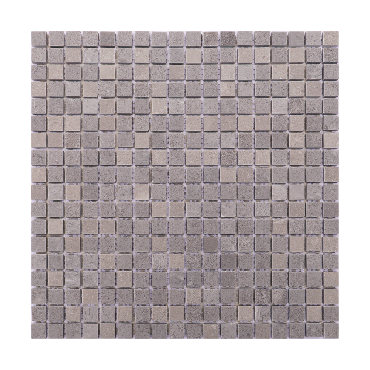 Full view of gray square polished marble mosaic tiles for wall and floor