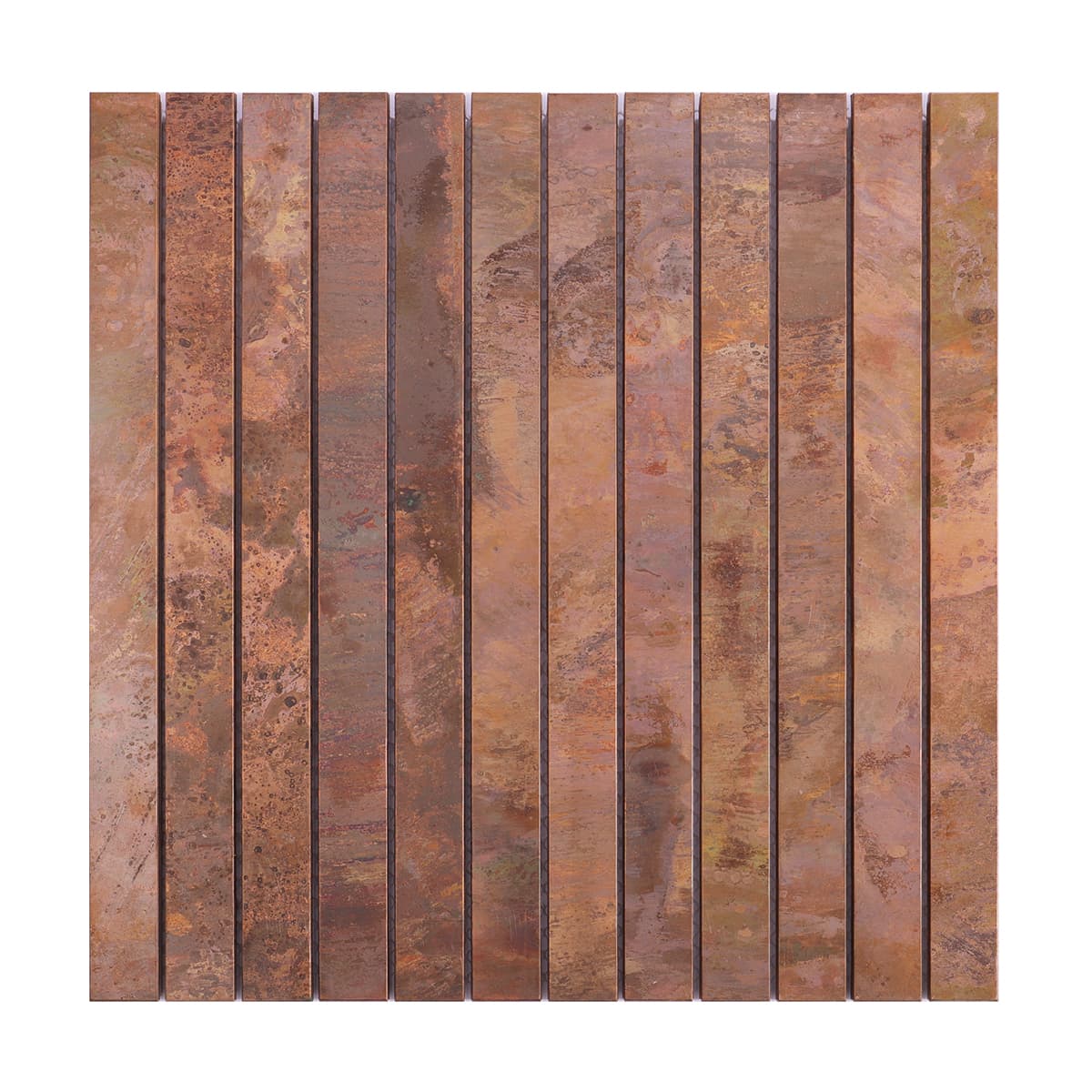Vintage copper mosaic tile sheet full front view