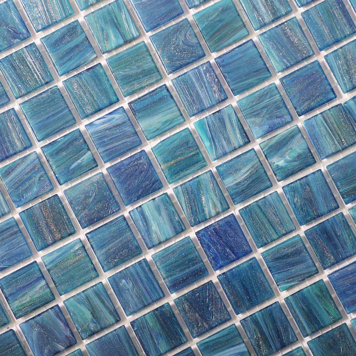 Mall Blue Glass Mosaic Tiles For Swmming Pool 