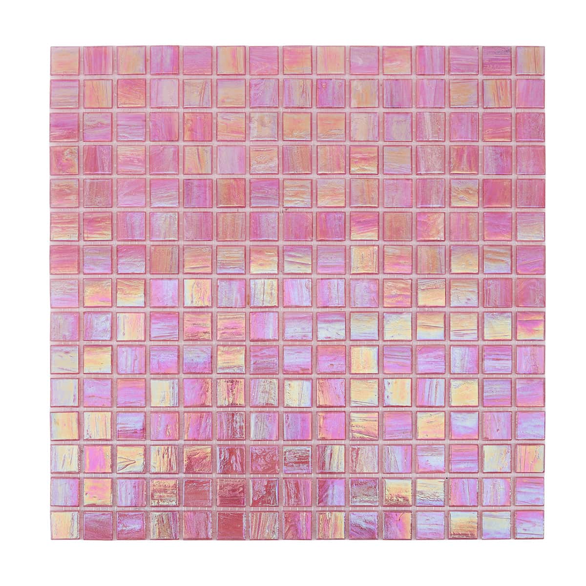 Glossy Iridescent Pink Glass Mosaic Wall and Floor Tiles