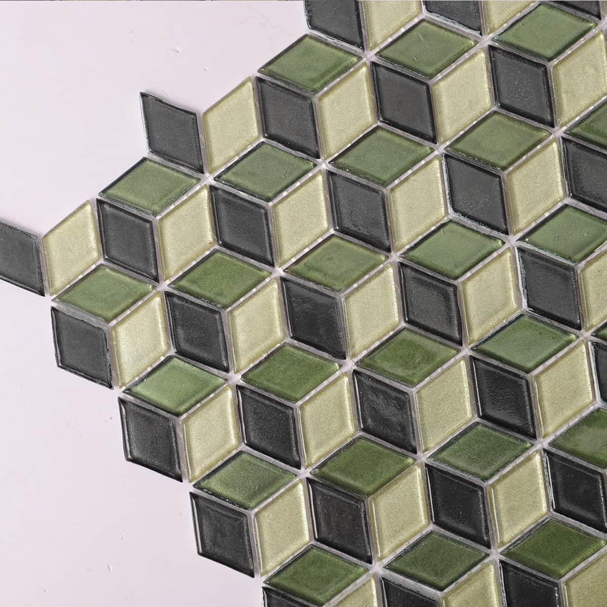 Dark Green Hexgonal Diamond Glass Mosaic Tiles