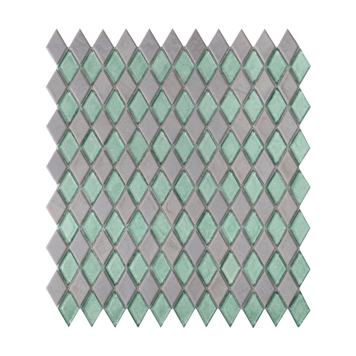 Diamond Green Mix Grey Glass Mosaic Tiles
