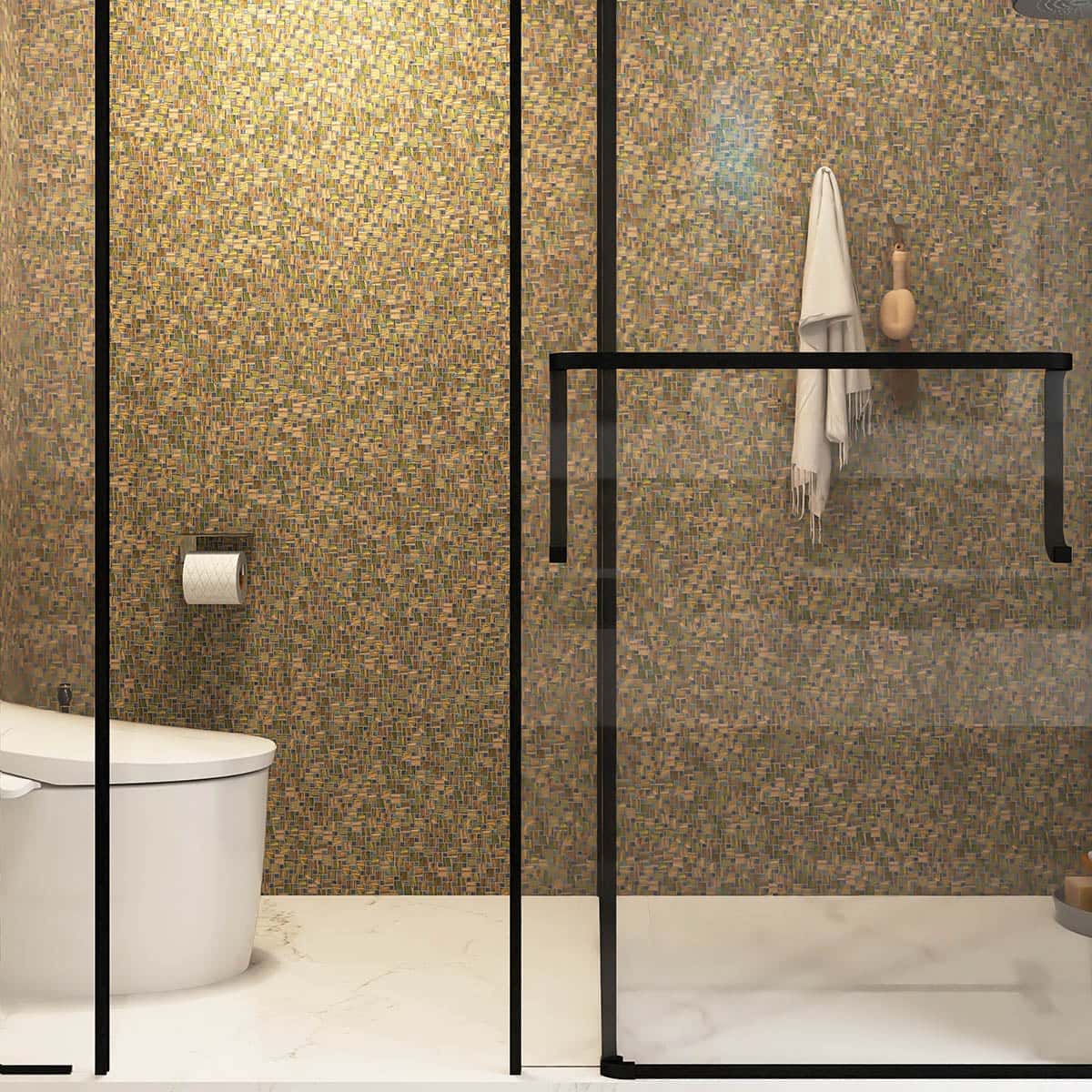 Olive Green Windmill Pattern Glass Mosaic Tiles