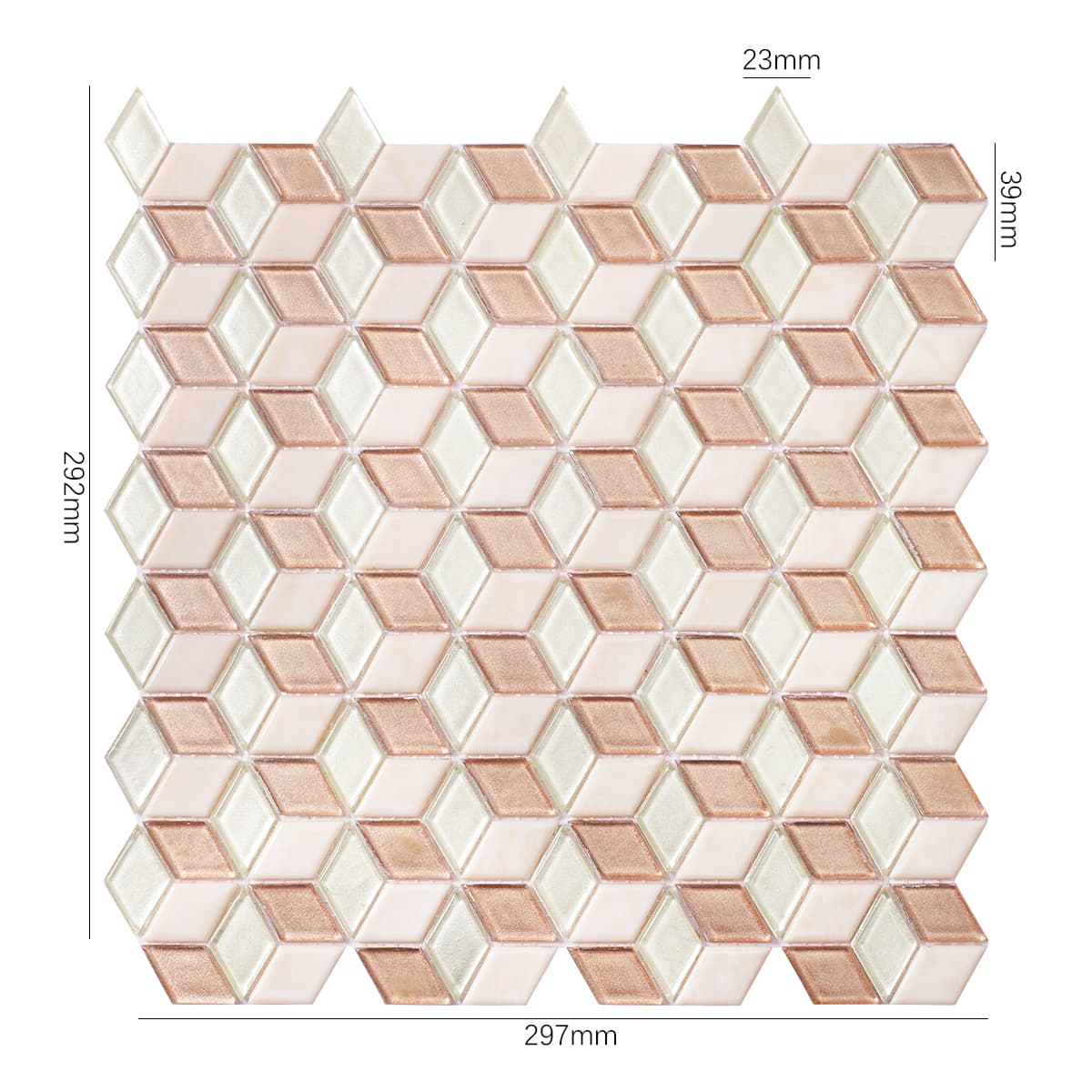 Light Pink Cube Glass Mosaic Tile