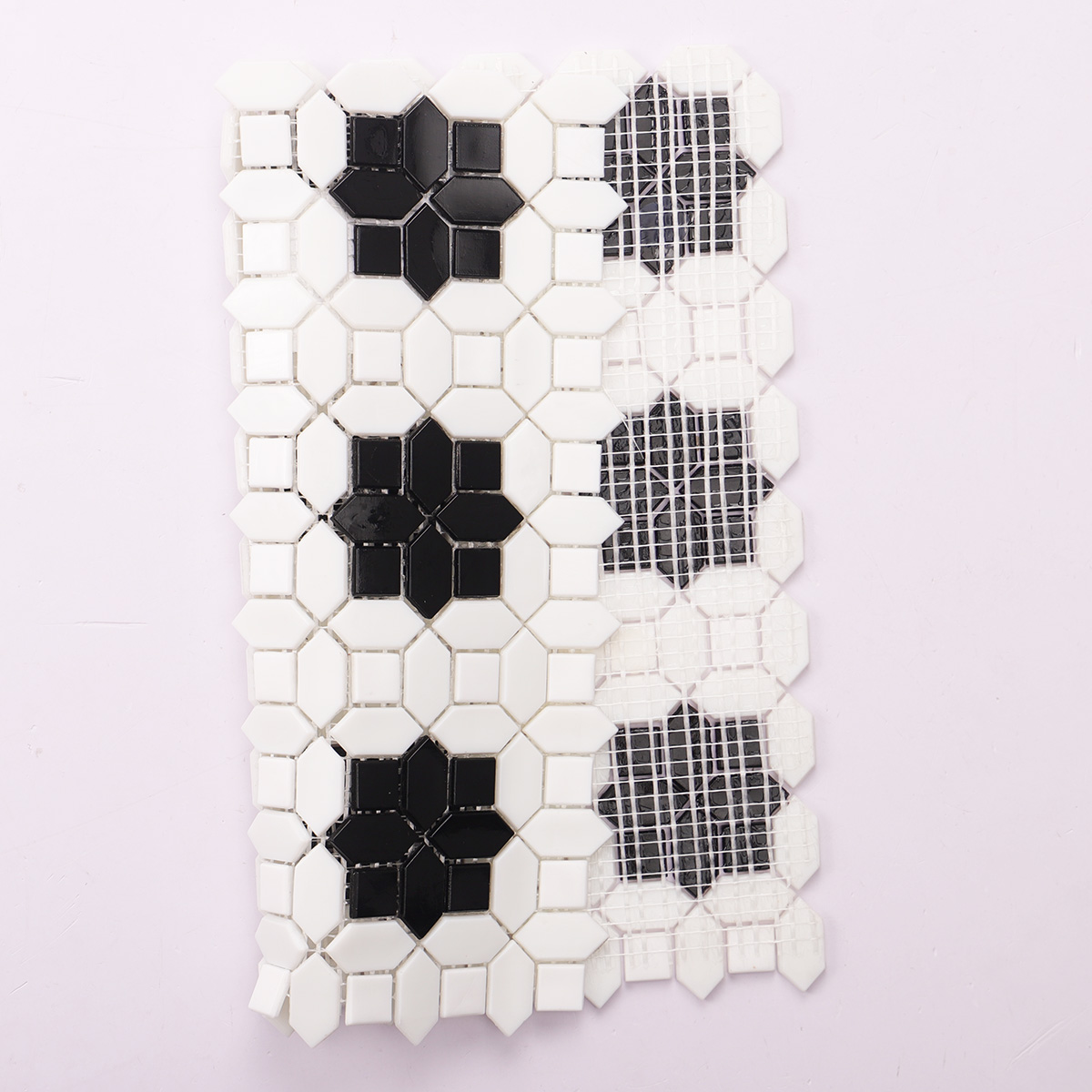 Black and White Picket with Squeare Glass Mosaic Tiles Back