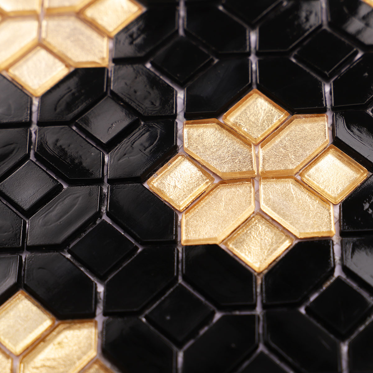 Black and Gold Piceket with Square Mosaic Tiles   Detail 