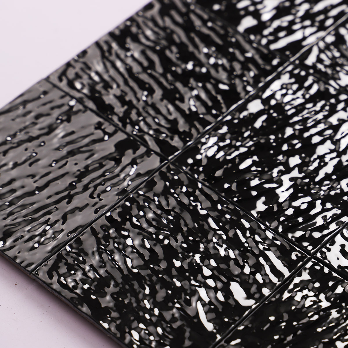 Black Metallic Wavy 3D Stainless Steel Large Mosaic Tiles Detail