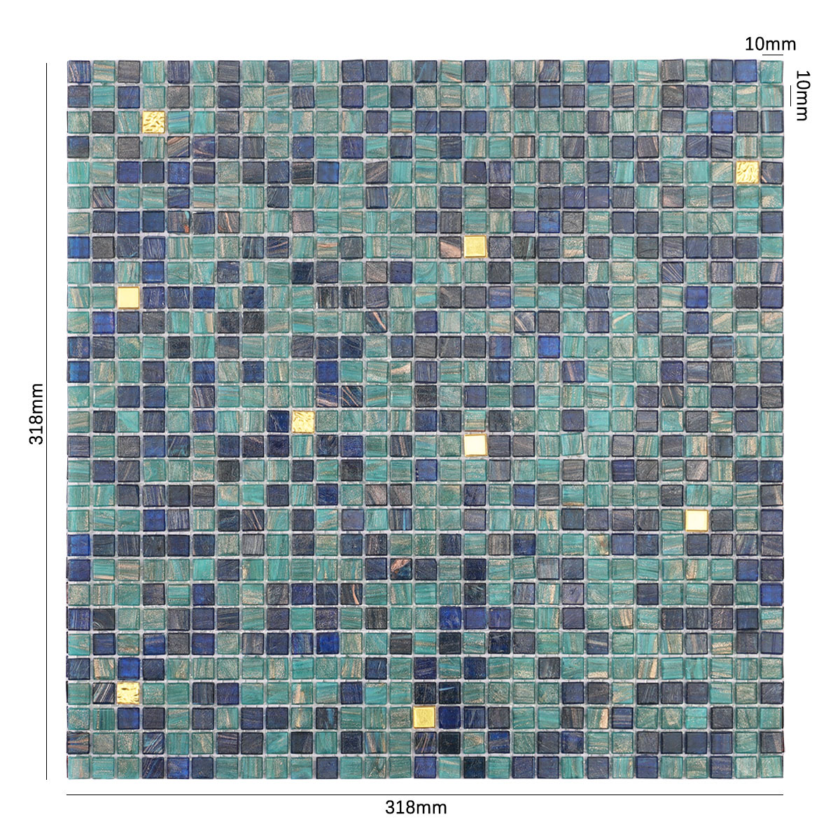 Mini Green Blue Glass Mosaic Tile 10mm*10mm
Size