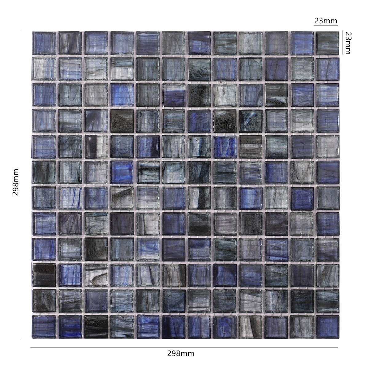 Translucence Blue and Grey Fired Earth Glass Mosaic Tile 23mm*23mm