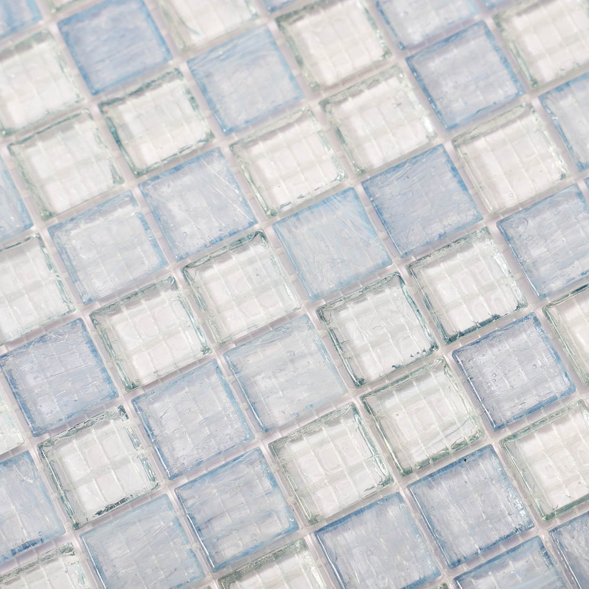 Translucence Sky Blue Fired Earth Glass Mosaic Tiles Detail