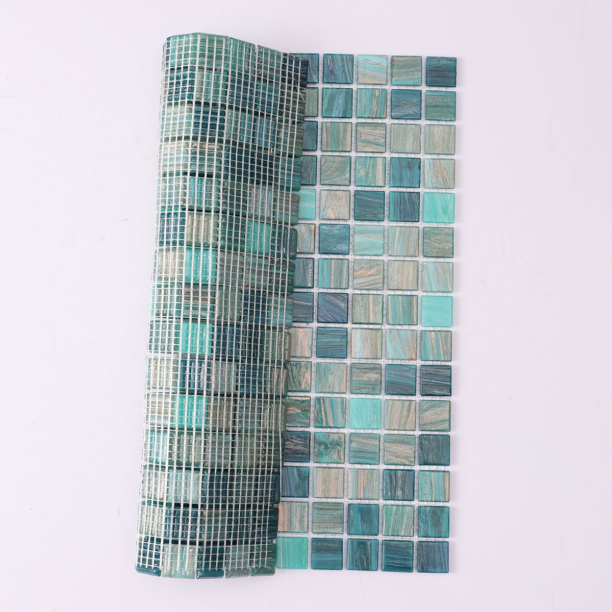 Blue Green Mosaic Tiles 20mmX20mm Back