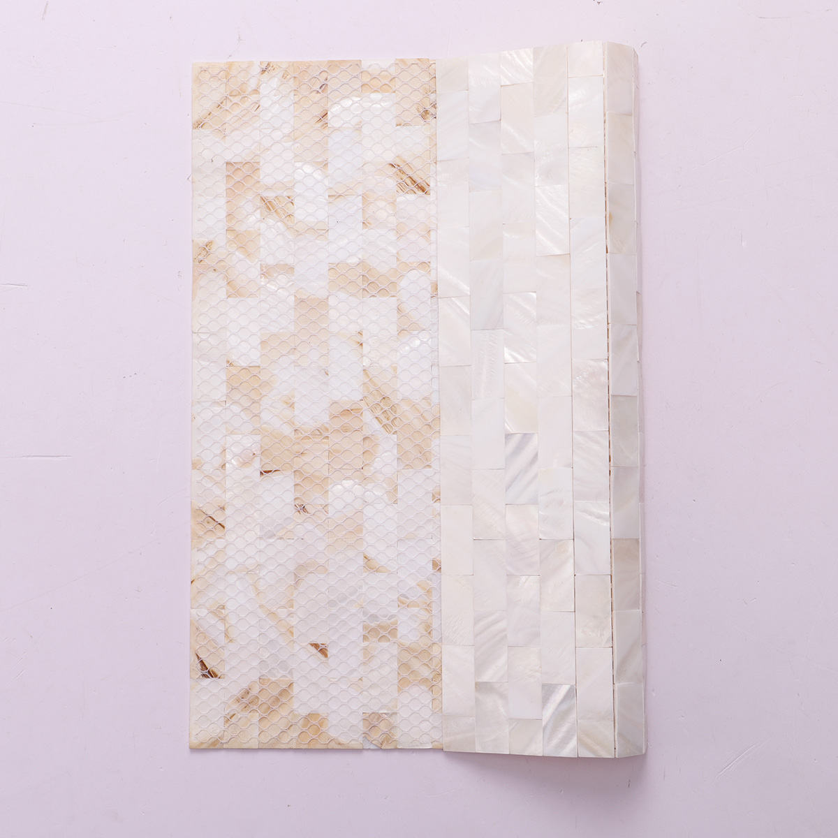 white stacked subway mother-of-pearl mosaic tile back description