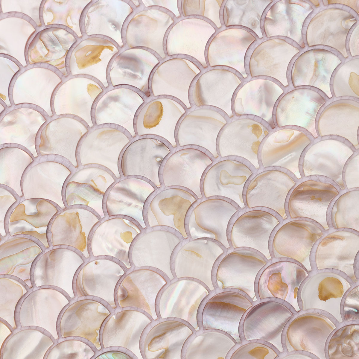 Close-up of mother of pearl fish scale mosaic tiles