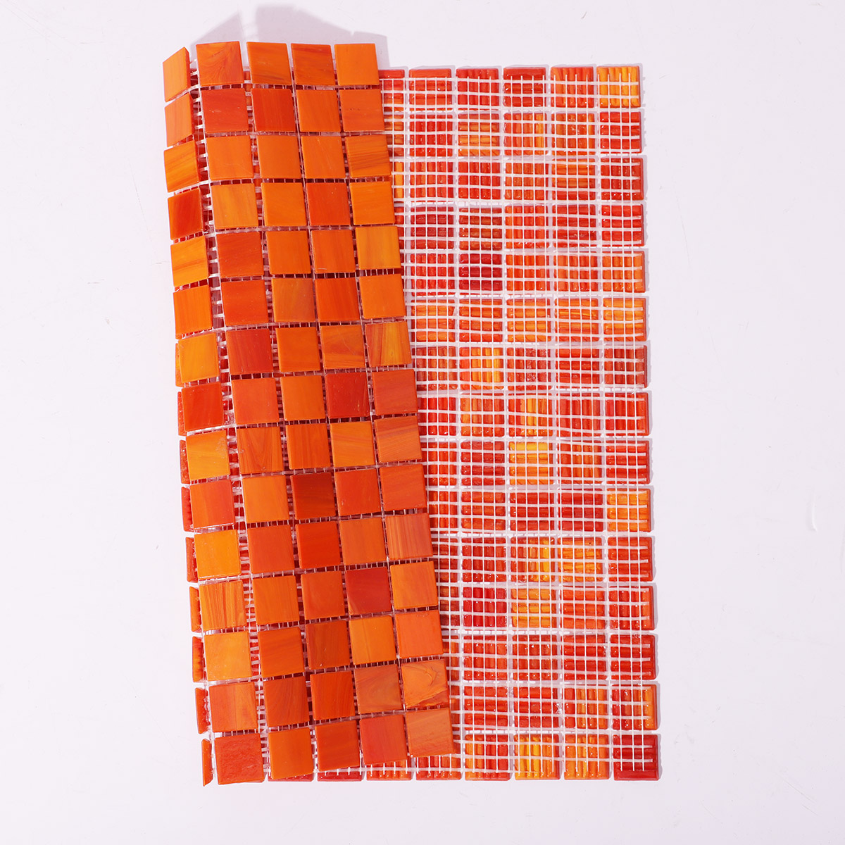 Glossy Fire Orange Glass Mosaic Pool Tiles