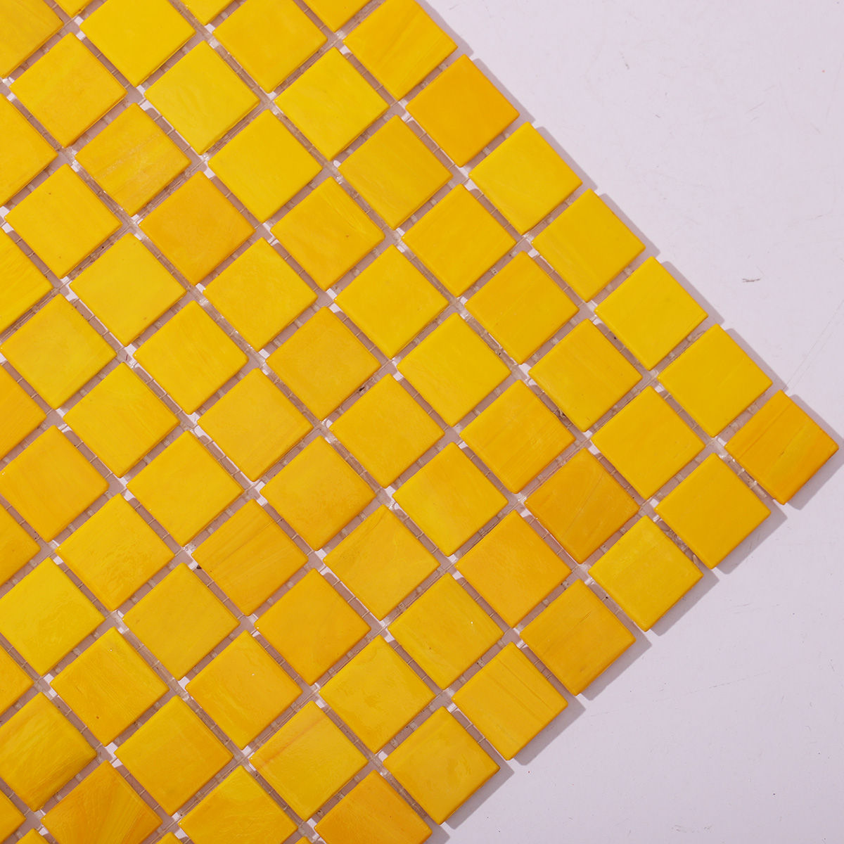 Matte Yellow Square Mosaic Wall and Floor Tiles