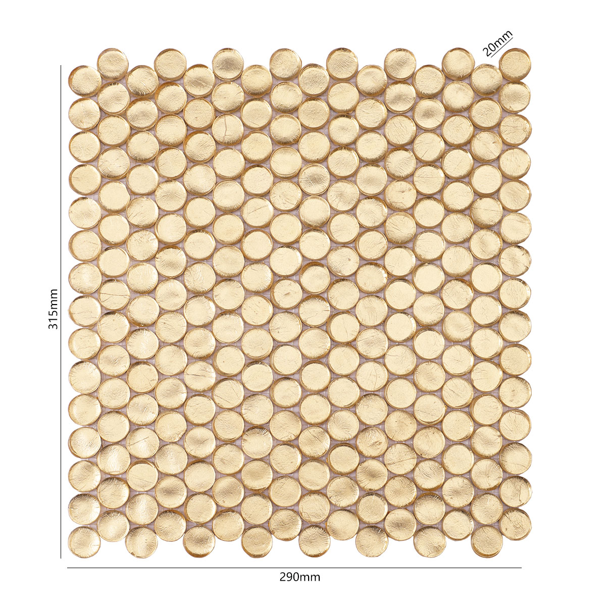 Glossy Gold Penny Round Glass Mosaic Tiles - Luxurious Wall & Floor Accents