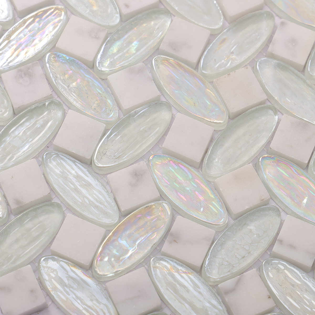 White Glass and Stone Mosaic Tiles for Kitchen Backsplash,Wall & Floor