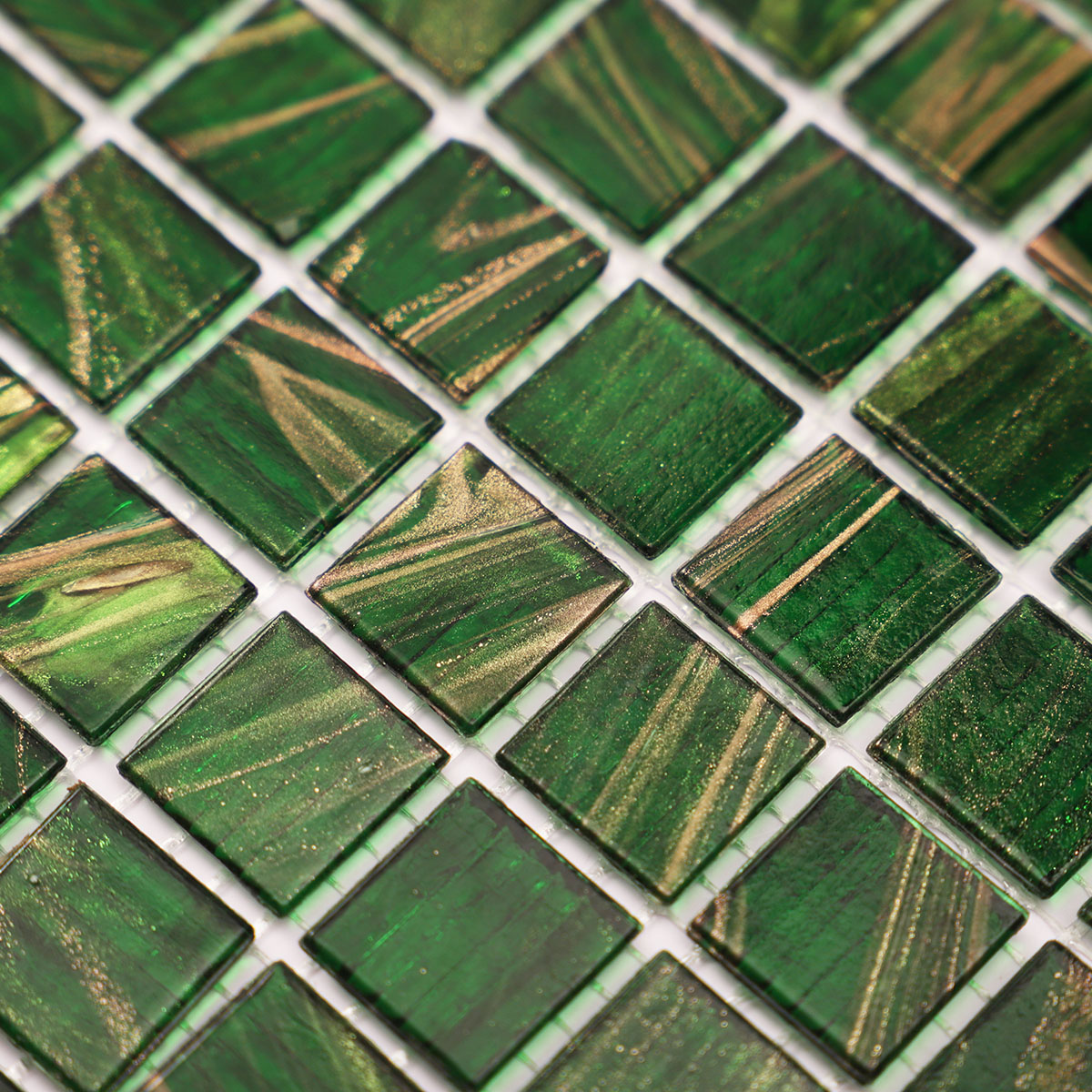 Emerald Green Square Glass Mosaic Tile for Indoor and Outdoor
