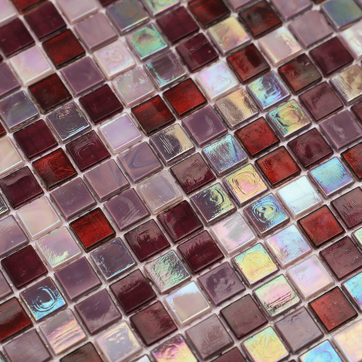 Glossy Merlot Red and Purple Glass Mosaic Walls and Floors Tiles