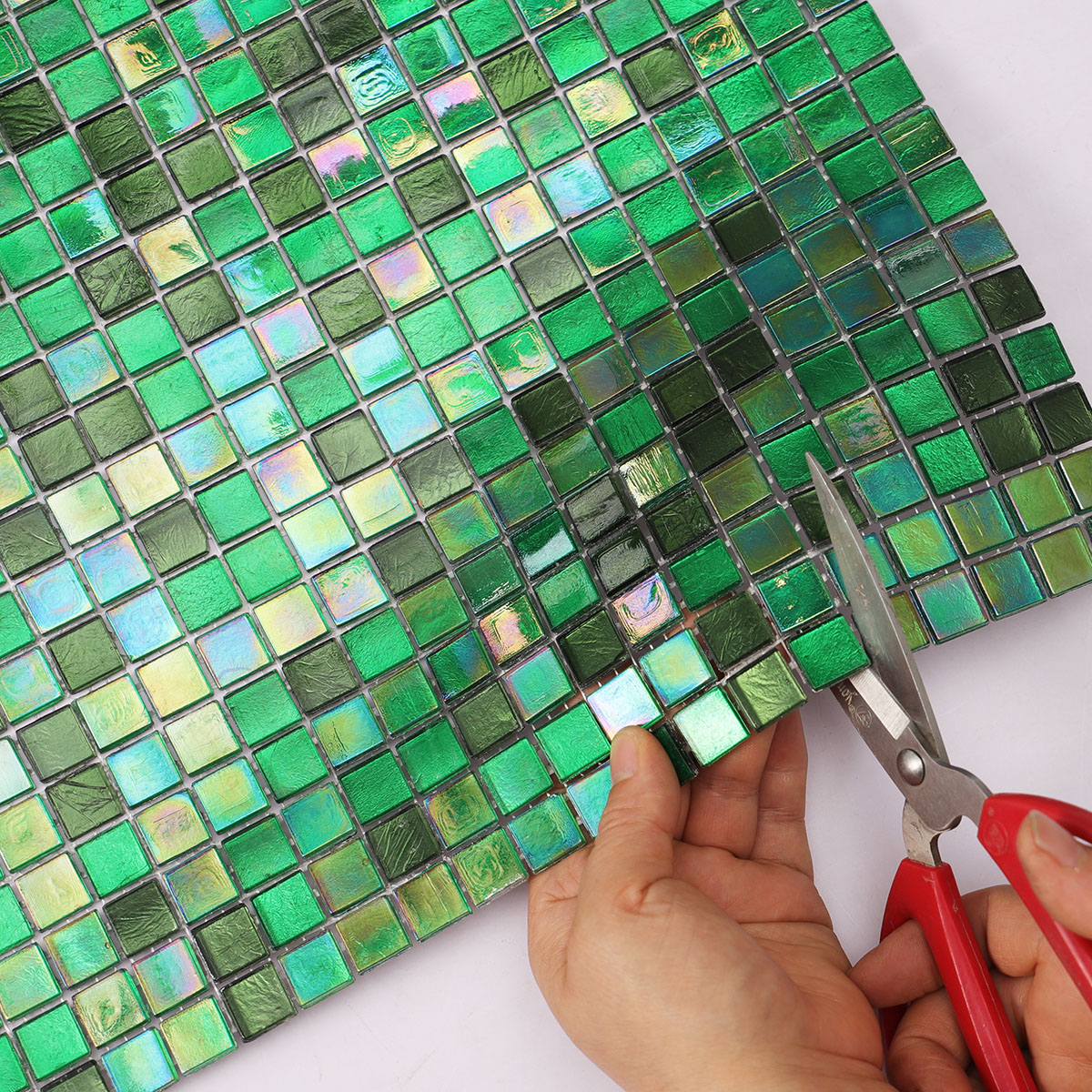Glossy Forest Green Square Glass Mosaic wall Tiles