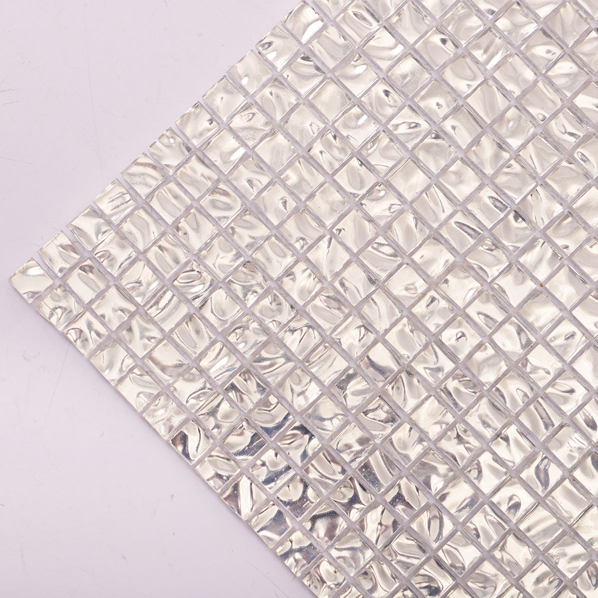 Glossy Silver Square Glass Mosaic Wall Tile 10X10mm