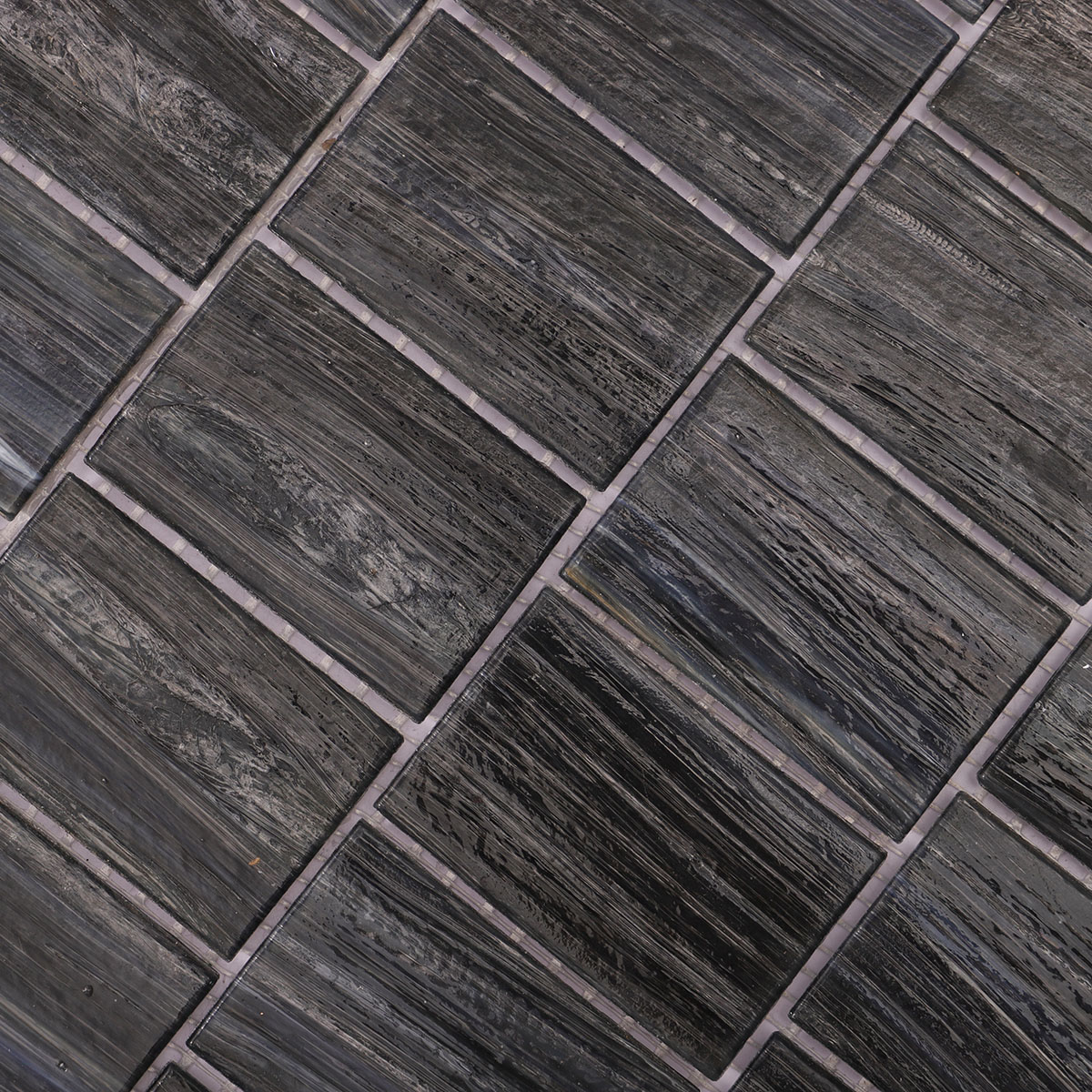 Midnight Gray Matte Glass Mosaic Subway Tile