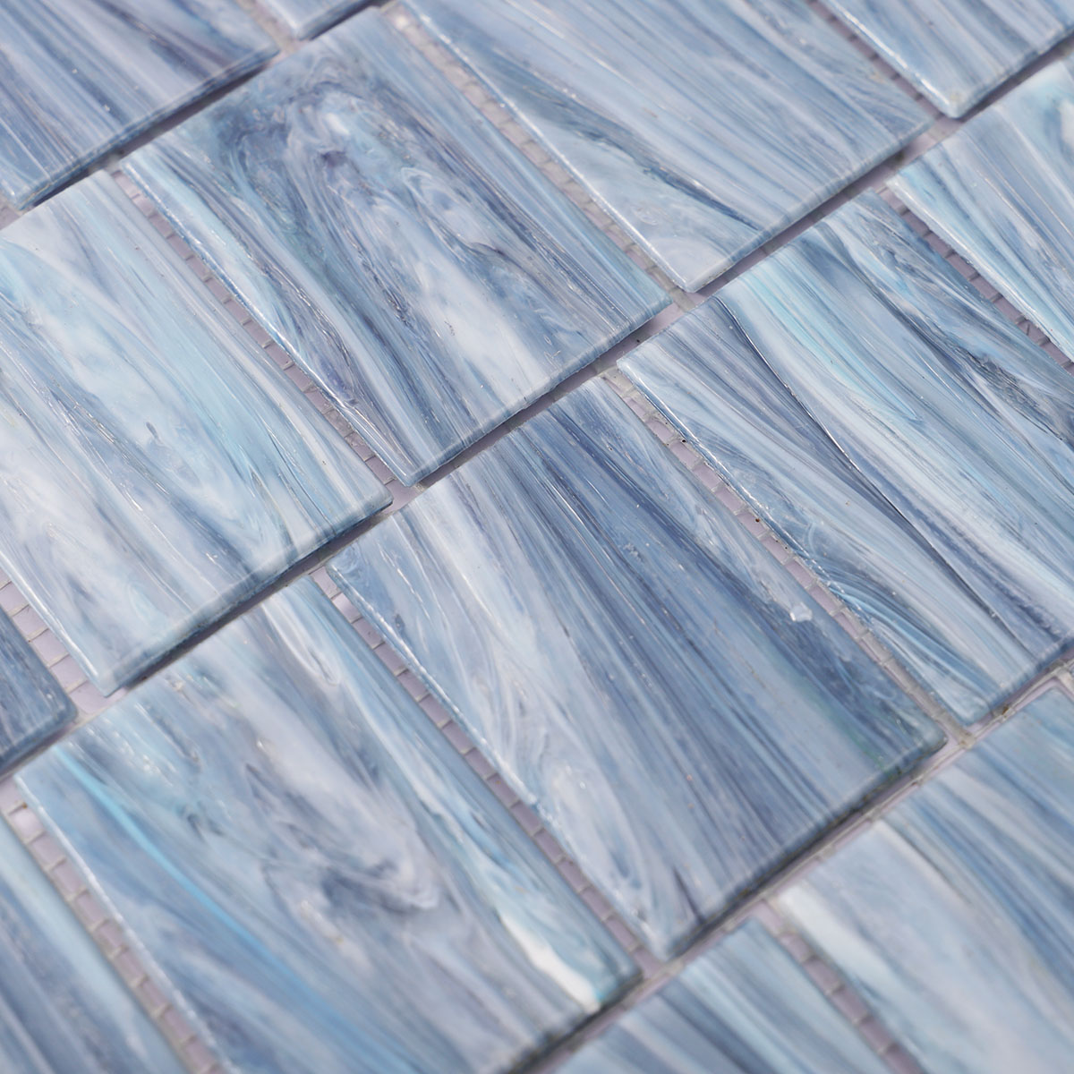 Blue Rectangle Glass Mosaic Subway Wall Tile