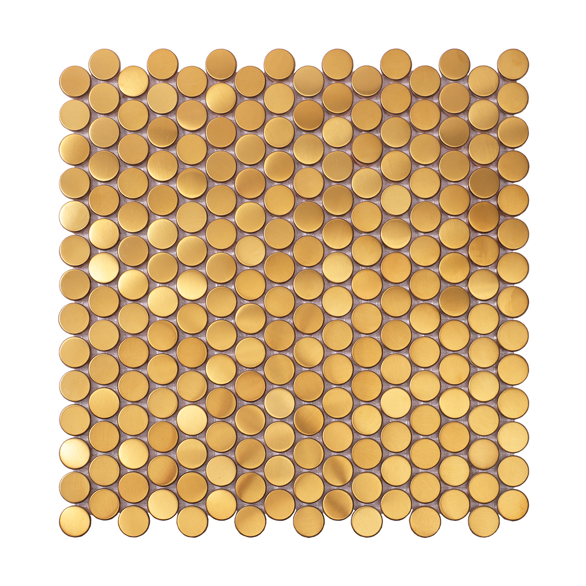Gold Metal Penny Round Mosaic Wall Tiles