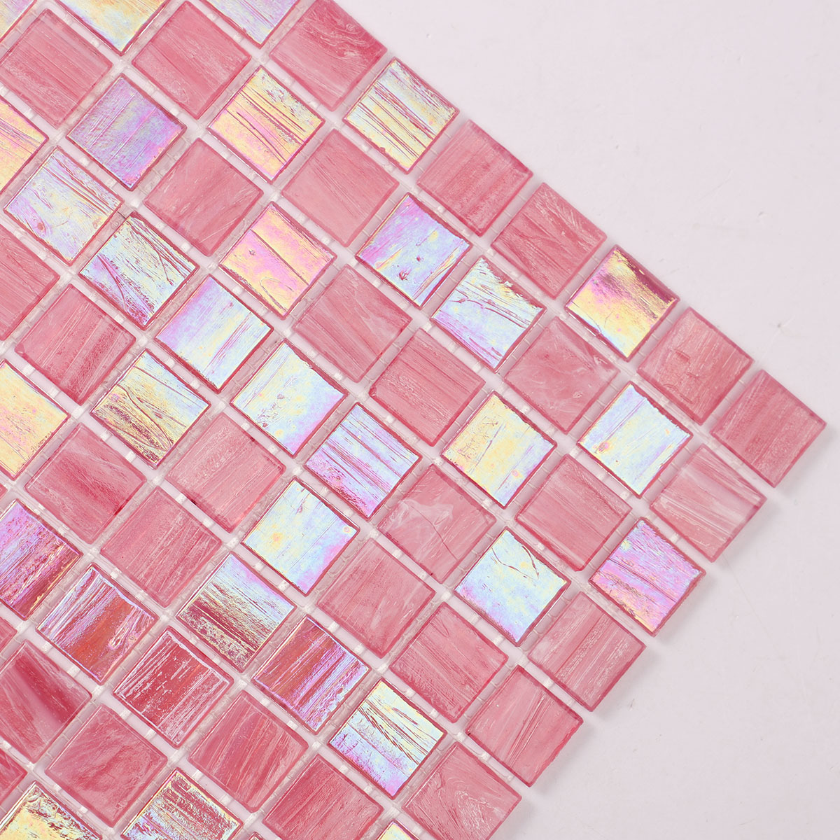 Glossy Pink Glass Mosaic Tiles for Walls and Floors