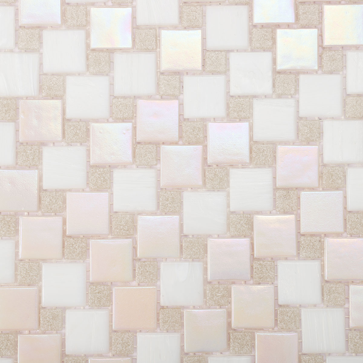 White and Bright Gray Square Glass Mosaic Wall and Floor Tiles