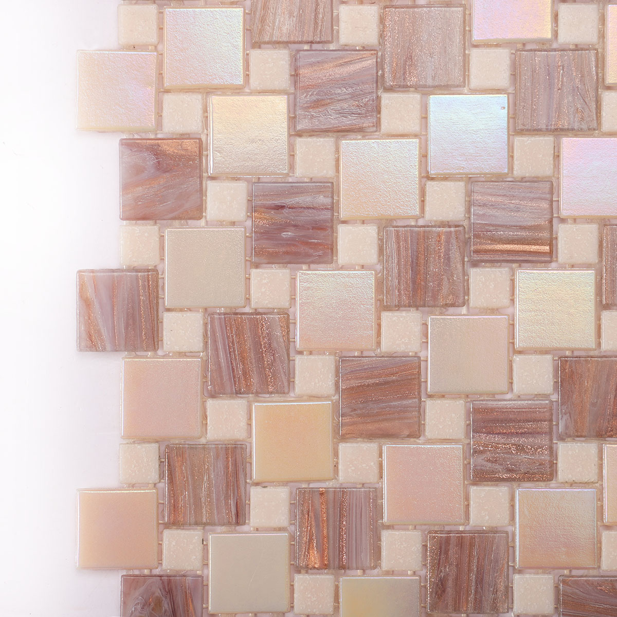 Glossy  Pearl Sheer Pink and Purple Glass Mosaic Tiles