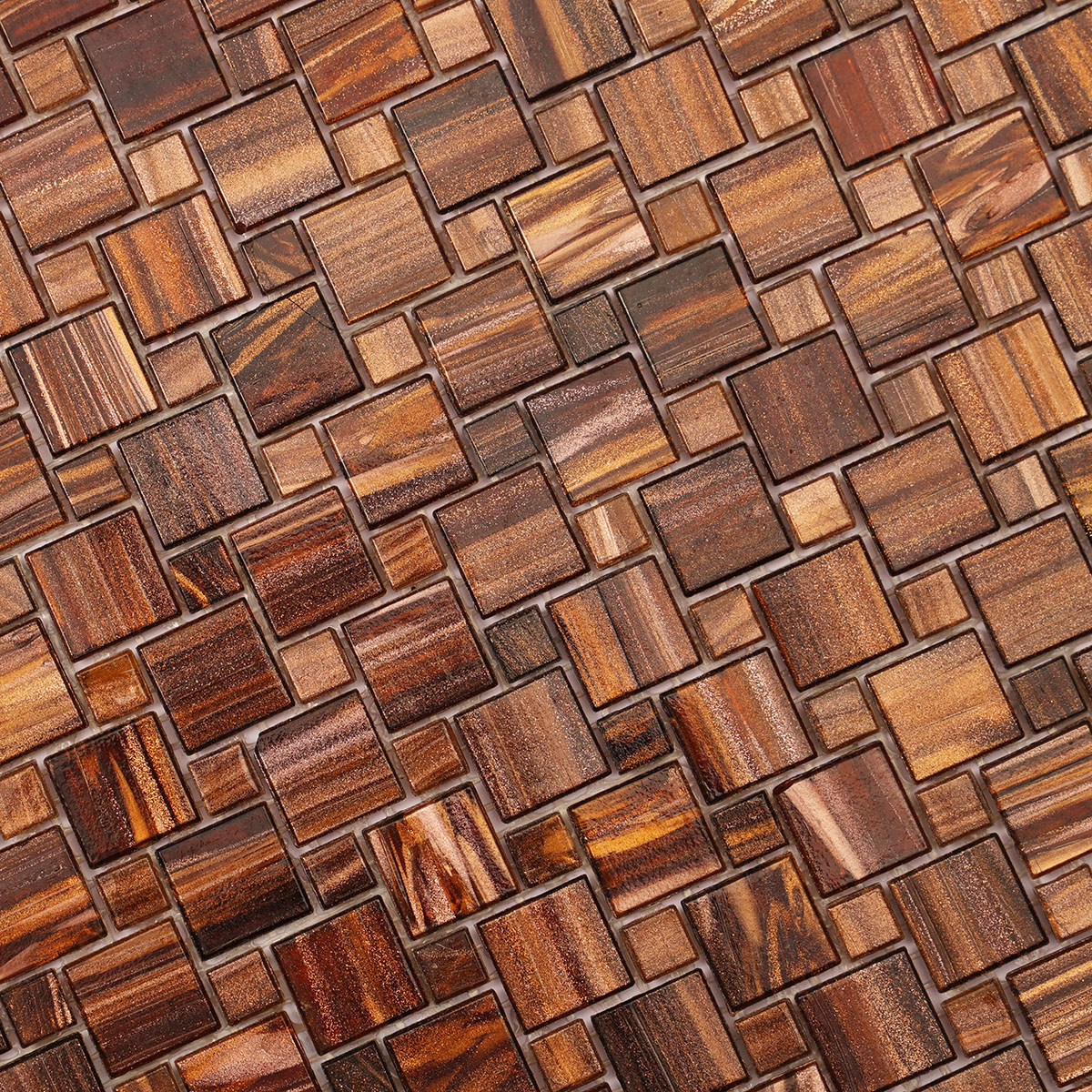 Windmill Pattern Brown Glass Mosaic Tiles for Pools & Backsplash