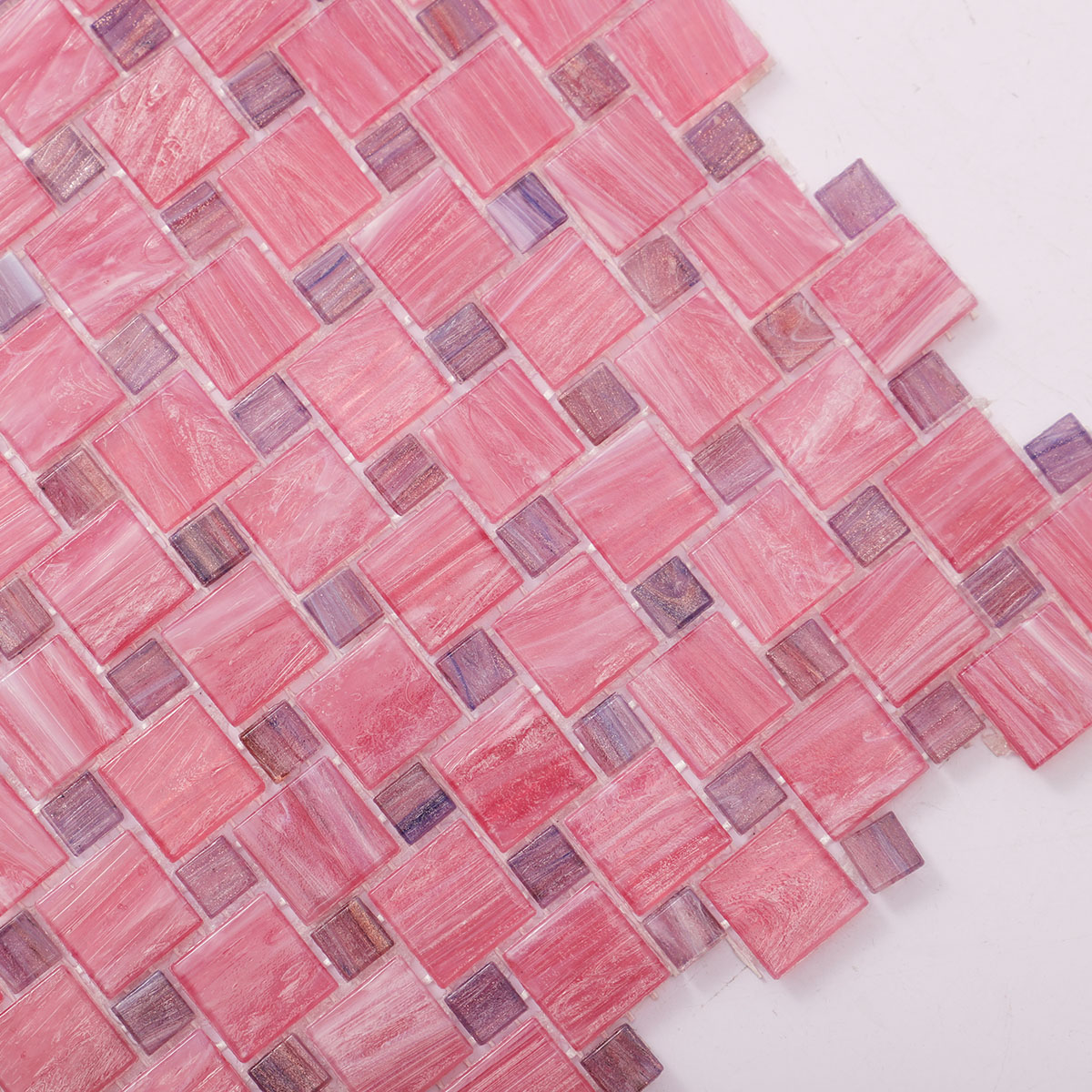 Punch Pink Glass Mosaic Wall and Fool Tiles