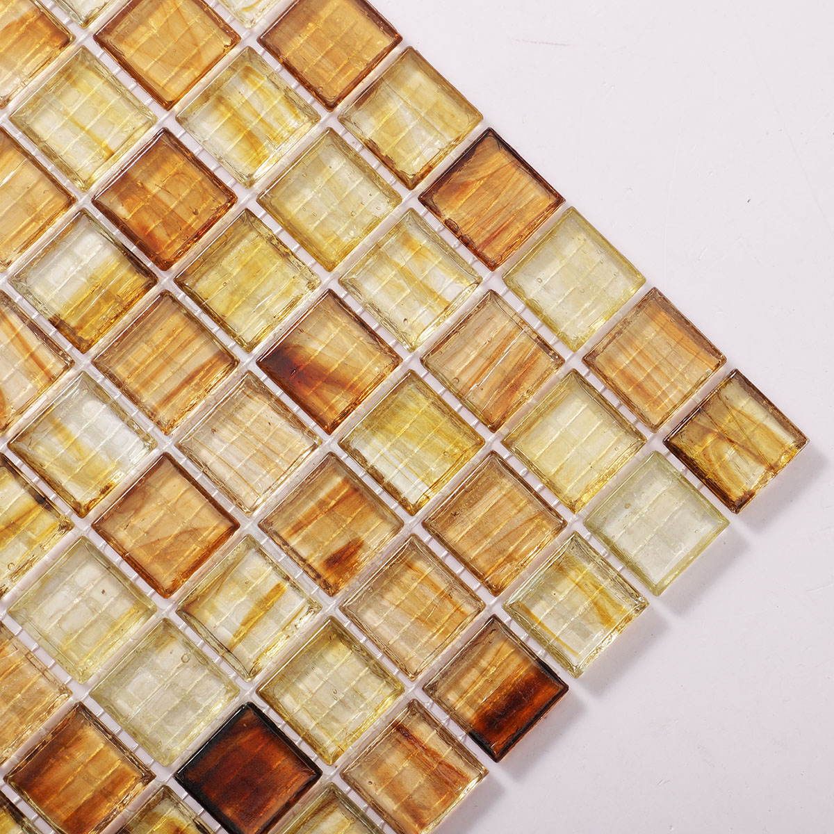 Transparent Brown Glass Mosaic Tiles for Kitchen Walls-SAICINA TILES