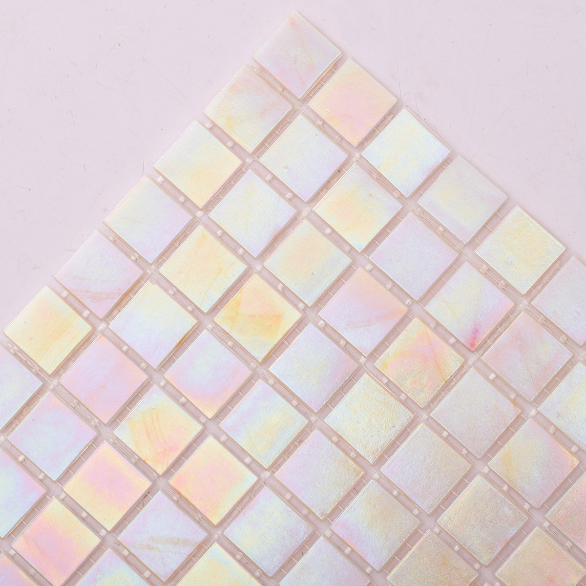 Glossy Soft Pink Square Glass Mosaic Wall Tiles-SAICINA TILES