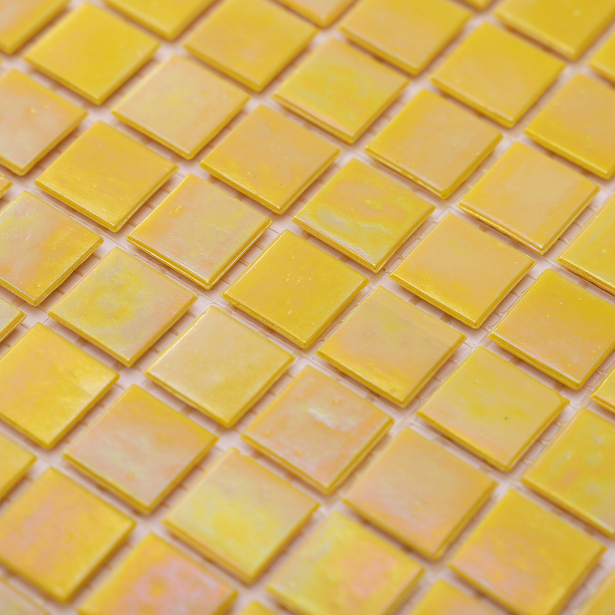 Iridescent Yellow Square Glass Mosaic Wall Tiles-SAICINA TILES