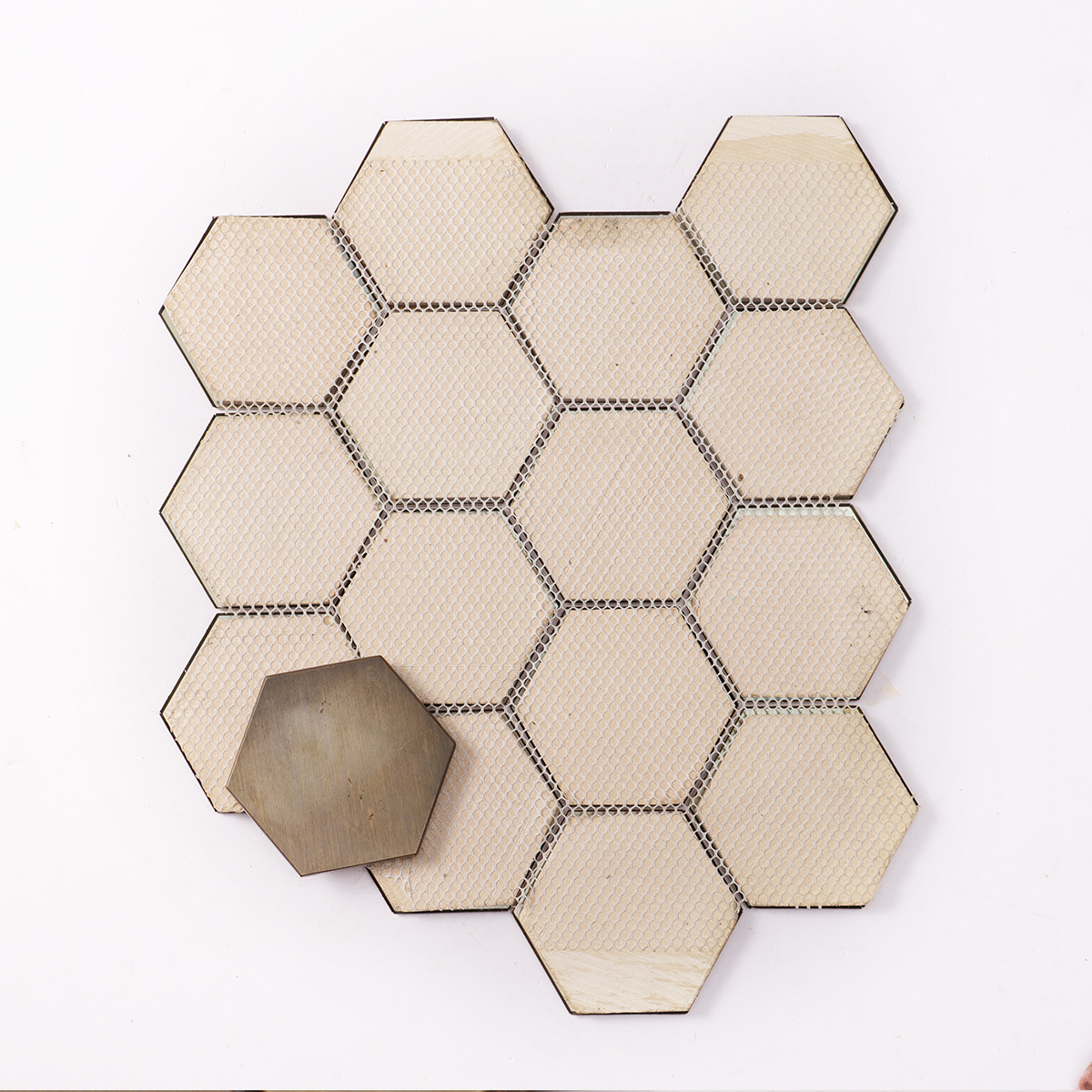 Back side of Copper Made Hexagon Mosaic fold