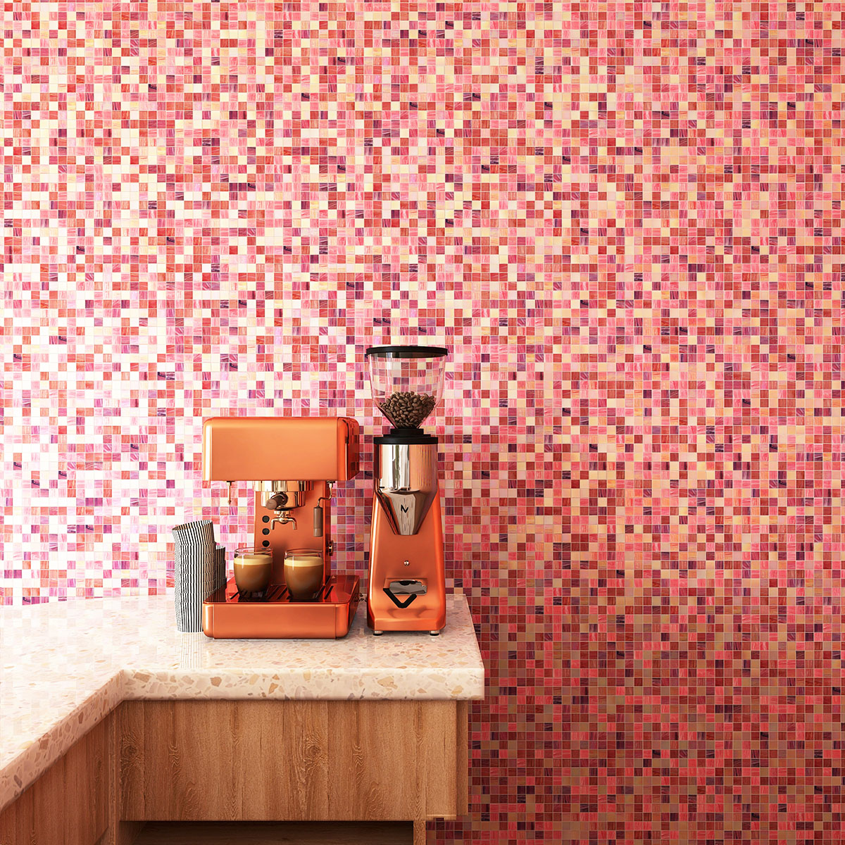 Purple & Pink  Iridescent Stained Glass Mosaic Tile-SAICINA TILES