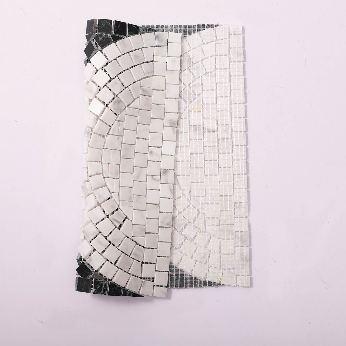 Polished Green and White Marble Cutting Art Mosaic Tiles-SAICINA TILES
