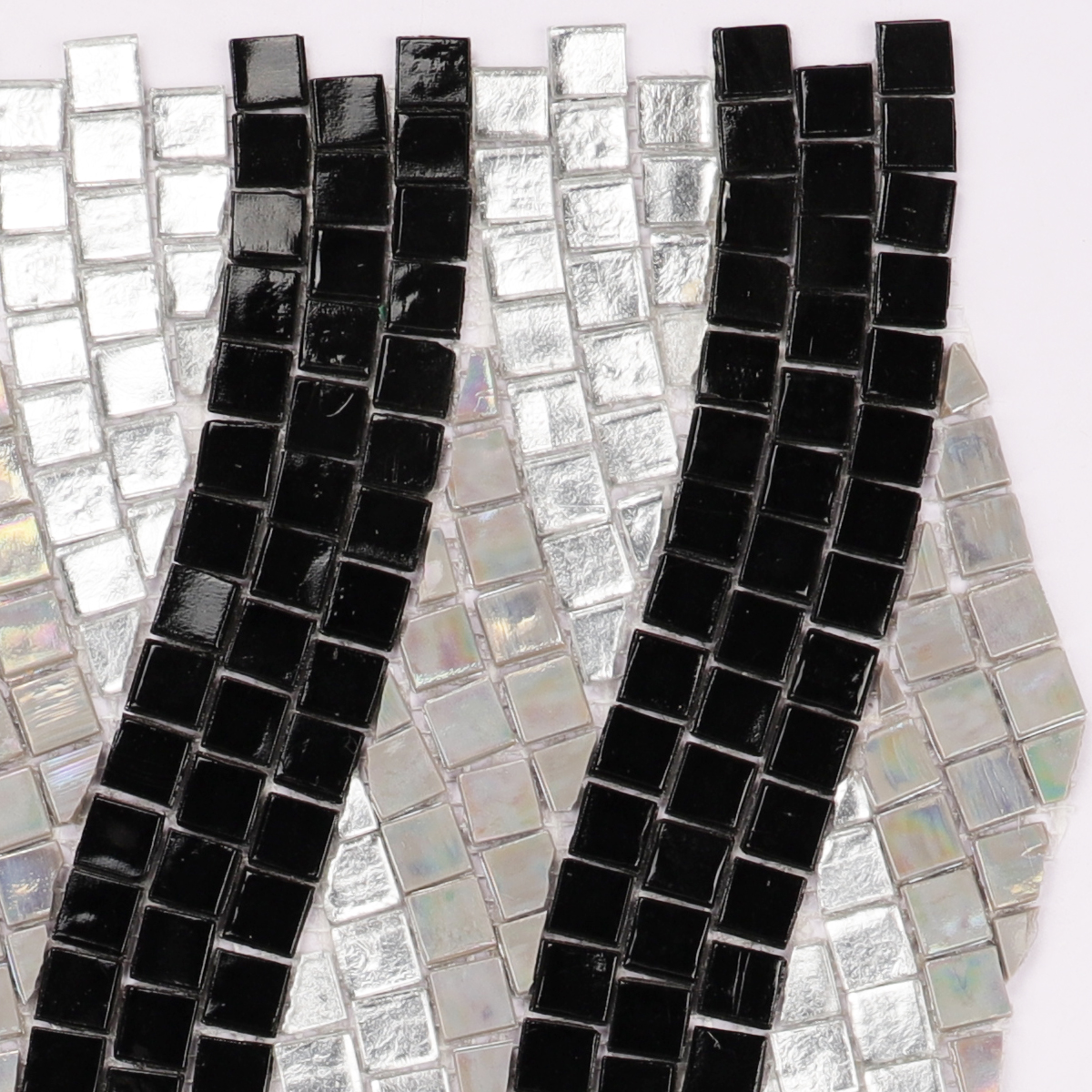 Close-up view of the intricate glass mosaic wall art