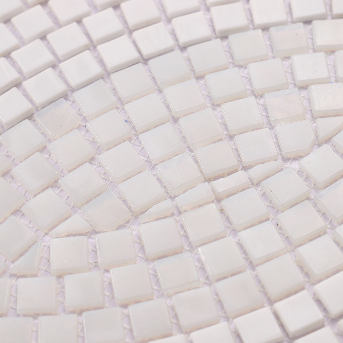 Close-up of white glass mosaic art patterns