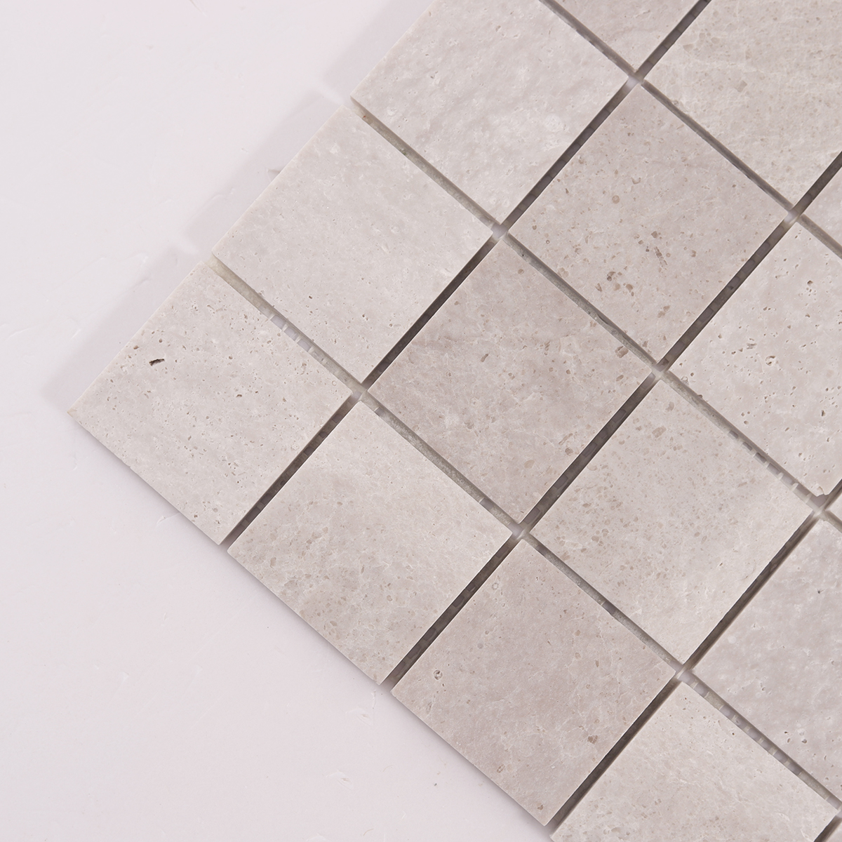 Close-up of Gray Square Marble Mosaic Tiles