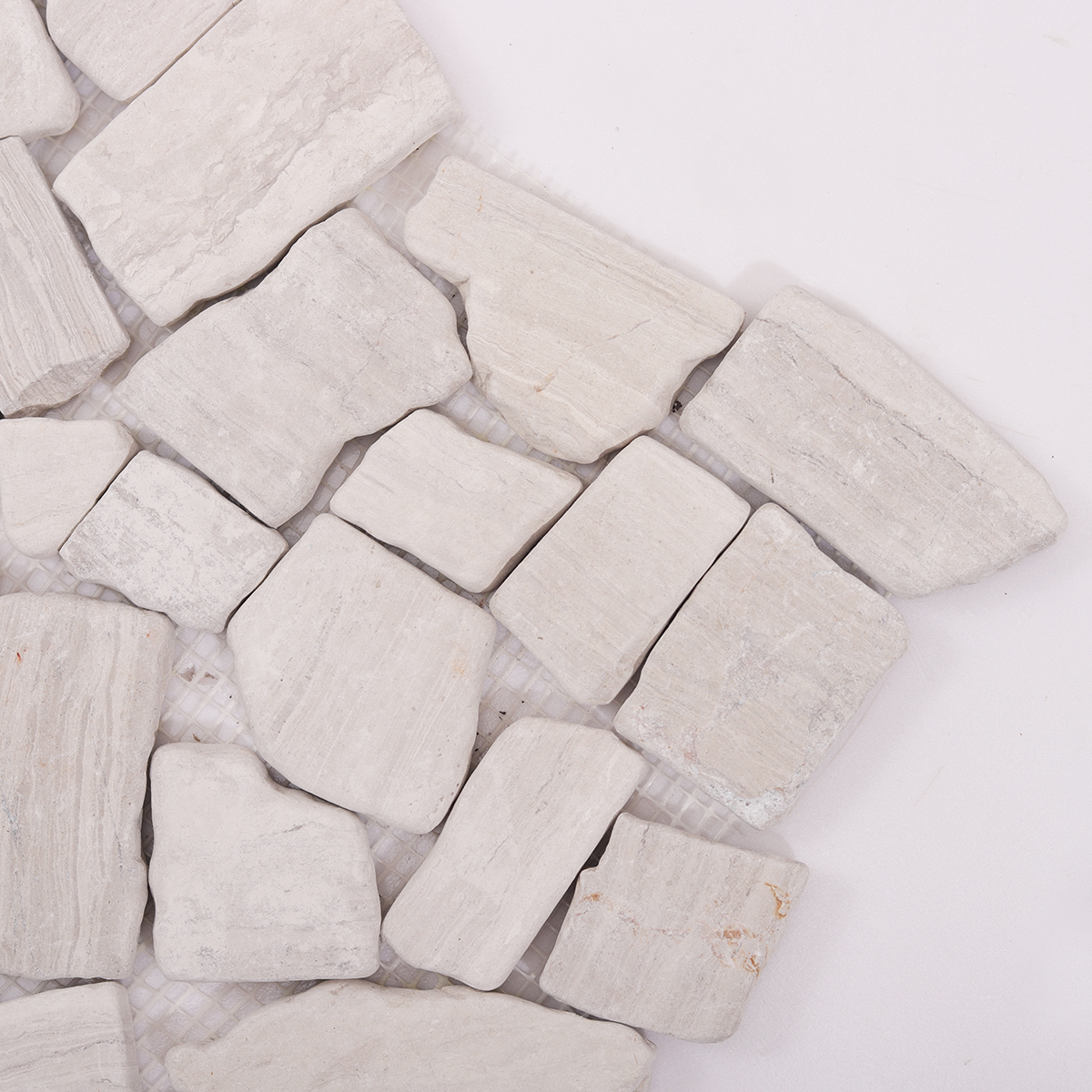 Close-up of Grey Shaved Pebble Stone Mosaic Tile Surface