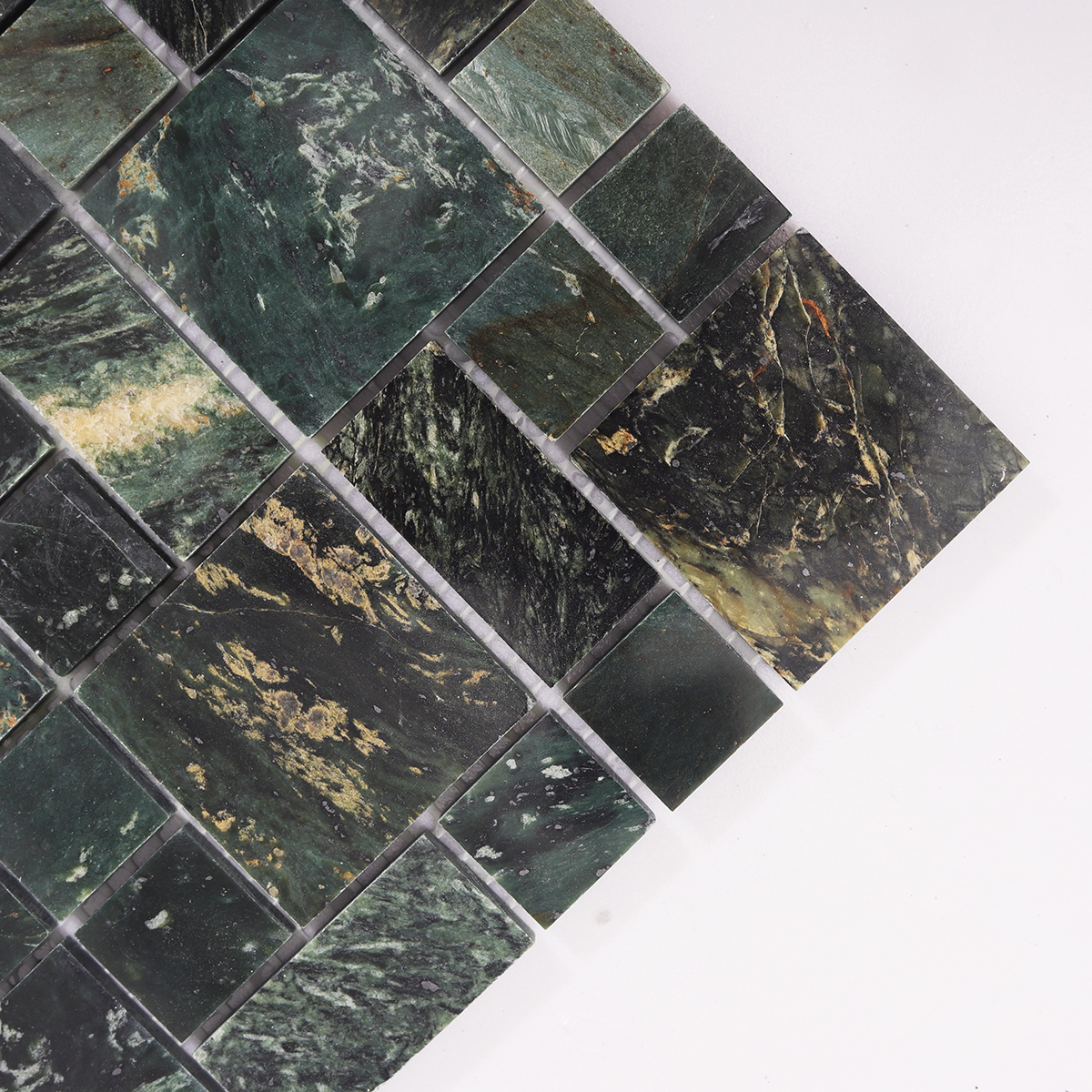 Dark Green Natural Marble Honed Mosaic Bathroom Tiles