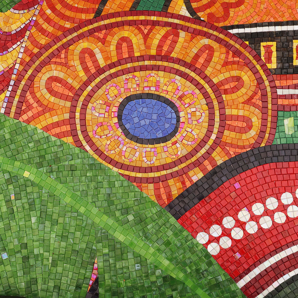 Close-up of Textures in Glass Art Mosaic Human Figures